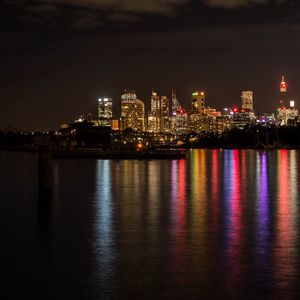 Preview wallpaper night city, lights, reflection, water