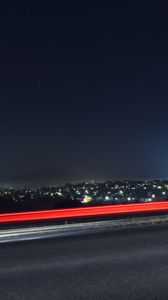 Preview wallpaper night city, lights, starry sky, night, long exposure