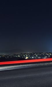 Preview wallpaper night city, lights, starry sky, night, long exposure