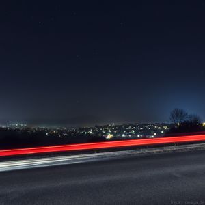 Preview wallpaper night city, lights, starry sky, night, long exposure