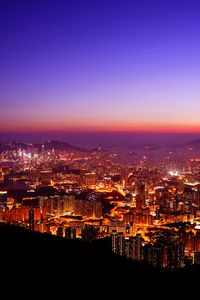 Preview wallpaper night city, lights, sunset