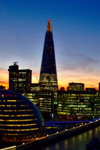Preview wallpaper night city, lights, tower, sunset