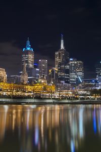 Preview wallpaper night city, lights, water, reflection