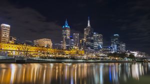 Preview wallpaper night city, lights, water, reflection
