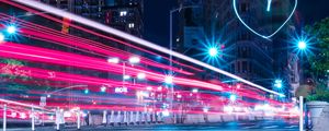 Preview wallpaper night city, long exposure, architecture, night, heart, new york, usa