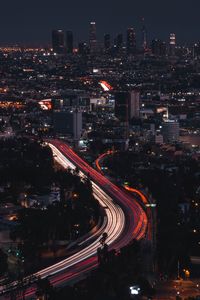 Preview wallpaper night city, long exposure, city lights, night, los angeles, united states