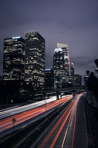 Preview wallpaper night city, long exposure, road, los angeles, united states