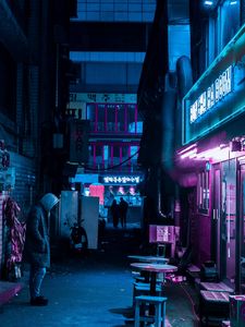 Preview wallpaper night city, neon, street, lighting