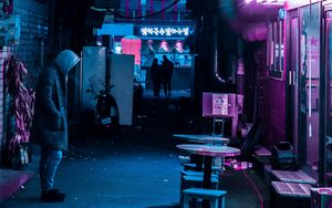 Preview wallpaper night city, neon, street, lighting