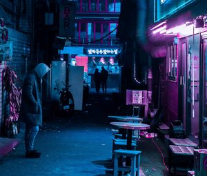 Preview wallpaper night city, neon, street, lighting