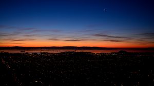 Preview wallpaper night city, night, moon, lights