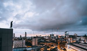 Preview wallpaper night city, overview, aerial view, silhouette, solitude, loneliness