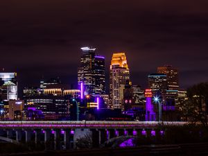 Preview wallpaper night city, panorama, architecture, city lights, minnesota
