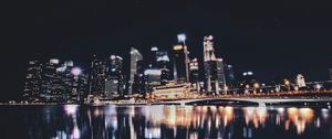 Preview wallpaper night city, panorama, city lights, singapore
