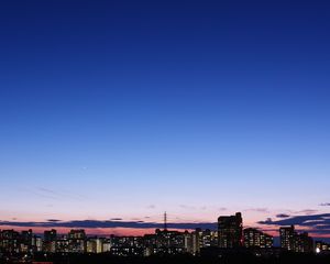 Preview wallpaper night city, panorama, horizon, japan