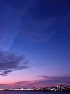 Preview wallpaper night city, panorama, horizon, sunset, hyogo, japan