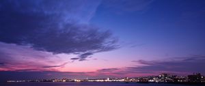 Preview wallpaper night city, panorama, horizon, sunset, hyogo, japan