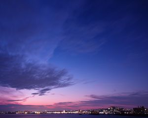 Preview wallpaper night city, panorama, horizon, sunset, hyogo, japan