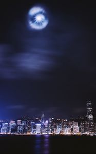 Preview wallpaper night city, panorama, lights city, metropolis, night