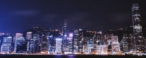 Preview wallpaper night city, panorama, lights city, metropolis, night