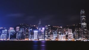 Preview wallpaper night city, panorama, lights city, metropolis, night