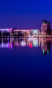 Preview wallpaper night city, panorama, reflection, nuremberg, germany