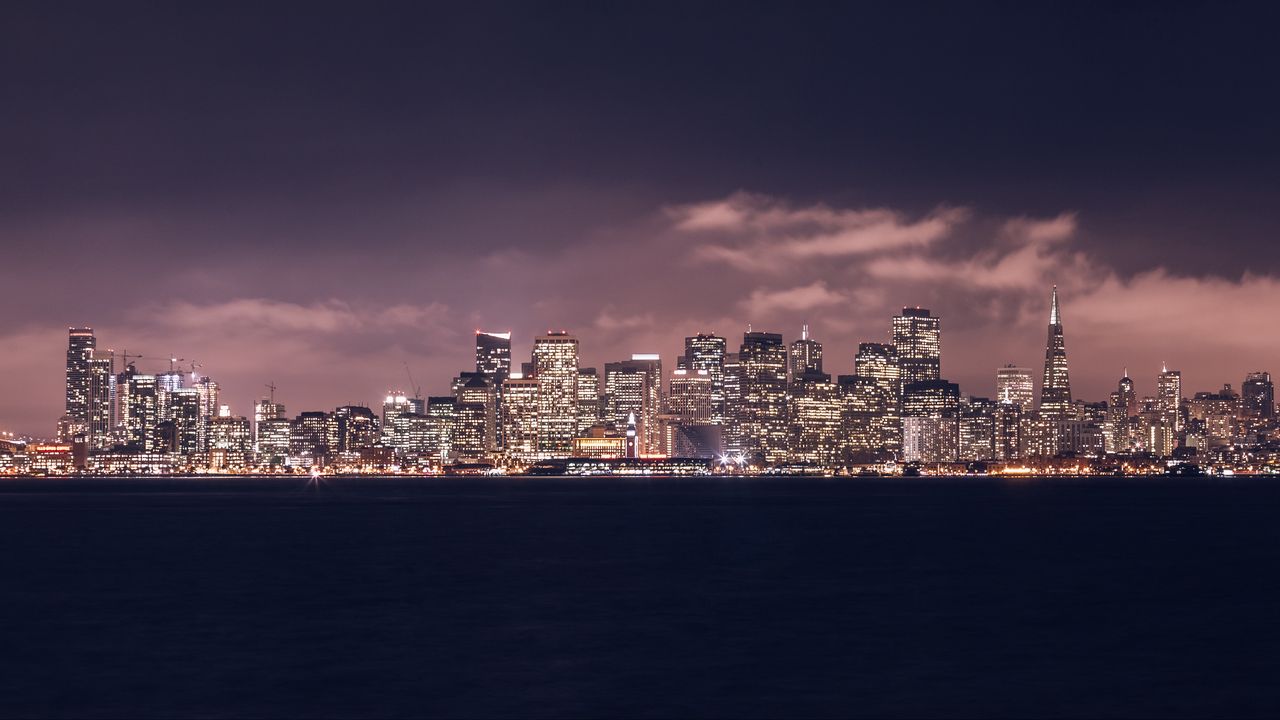 Wallpaper night city, panorama, skyline, san francisco, united states