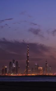 Preview wallpaper night city, panorama, skyline, city lights, night