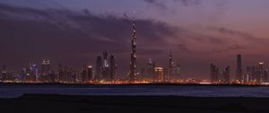 Preview wallpaper night city, panorama, skyline, city lights, night