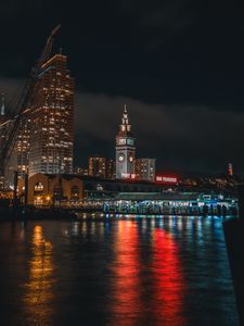 Preview wallpaper night city, port, beach, san francisco, united states