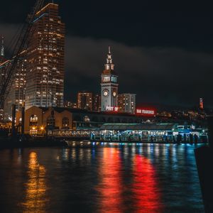 Preview wallpaper night city, port, beach, san francisco, united states