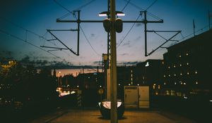 Preview wallpaper night city, post, wire, urban infrastructure, berlin