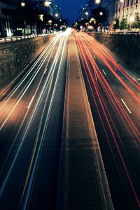 Preview wallpaper night, city, road, lights, motion, speed, street, car