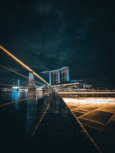 Preview wallpaper night city, road, bridge