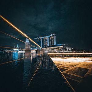 Preview wallpaper night city, road, bridge
