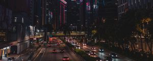 Preview wallpaper night city, road, buildings, hong kong