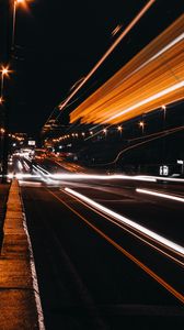 Preview wallpaper night city, road, glow