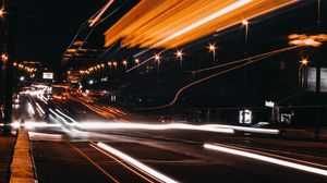 Preview wallpaper night city, road, glow