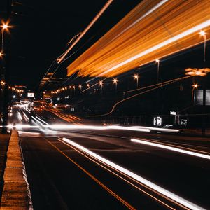 Preview wallpaper night city, road, glow