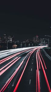 Preview wallpaper night city, road, light, turn