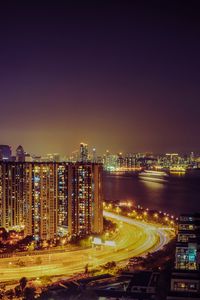 Preview wallpaper night city, road, lighting, city lights, hong kong