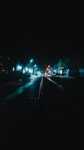 Preview wallpaper night city, road, lights, distance