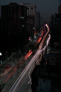 Preview wallpaper night city, road, long exposure, night