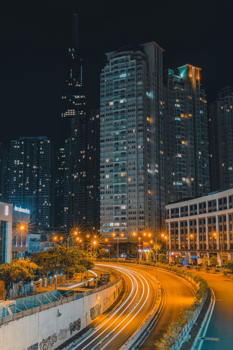 Download wallpaper 800x1200 night city, road, long exposure, lights ...