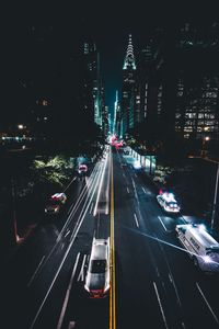 Preview wallpaper night city, road, traffic, cars, marking, new york, usa