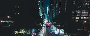 Preview wallpaper night city, road, traffic, cars, marking, new york, usa