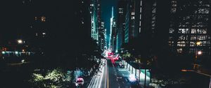 Preview wallpaper night city, road, traffic, cars, marking, new york, usa