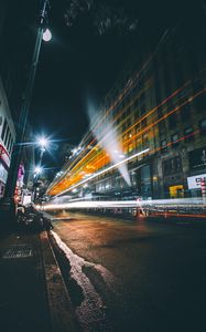 Preview wallpaper night city, road, traffic, light, new york, united states