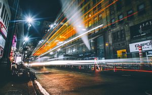 Preview wallpaper night city, road, traffic, light, new york, united states