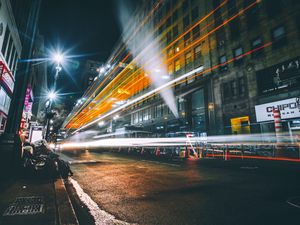 Preview wallpaper night city, road, traffic, light, new york, united states